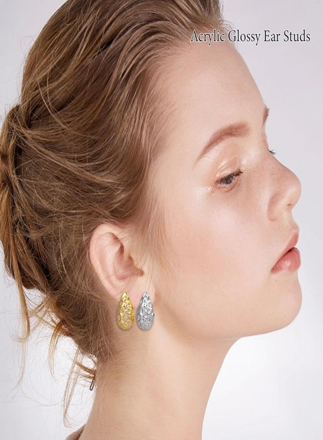 OATHYAN 27 Pairs Gold Chunky Hoop Earrings Set for Women, Hypoallergenic Earrings Fashion Dangle Earrings Set, Y2k Statement Twisted Water Drop Earring Pack (Glossy Gold) - Image 2